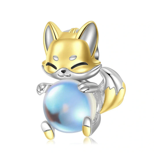 jewlouli golden fox embracing blue pearl pandora charm jewelry fits pandora bracelet