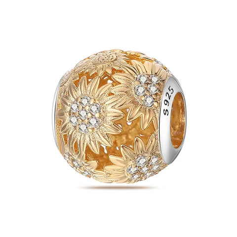 Golden Round Flower Charm - Golden Round Flower Charm