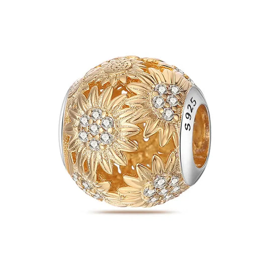 Golden Round Flower Charm