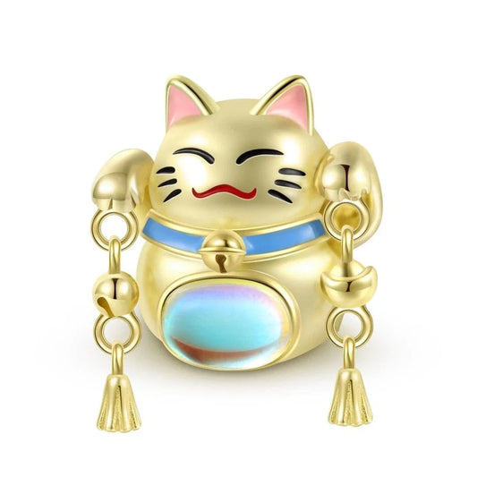 jewlouli golden lucky cat pandora charm jewelry fits pandora bracelet