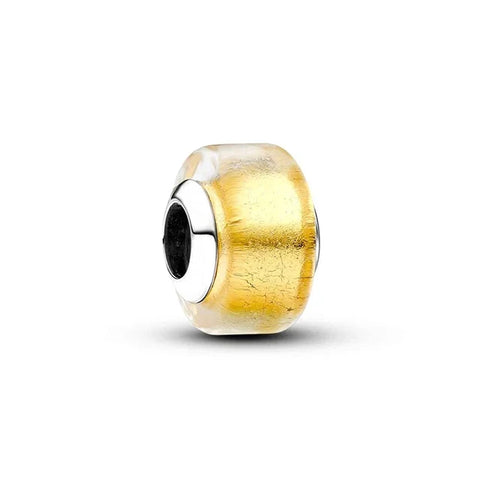 Golden Mini Murano Glass Charm - This golden Murano glass charm adds a touch of sparkle and warmth to any bracelet design.