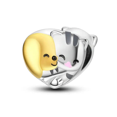 Dog Cat Love Heart Charm