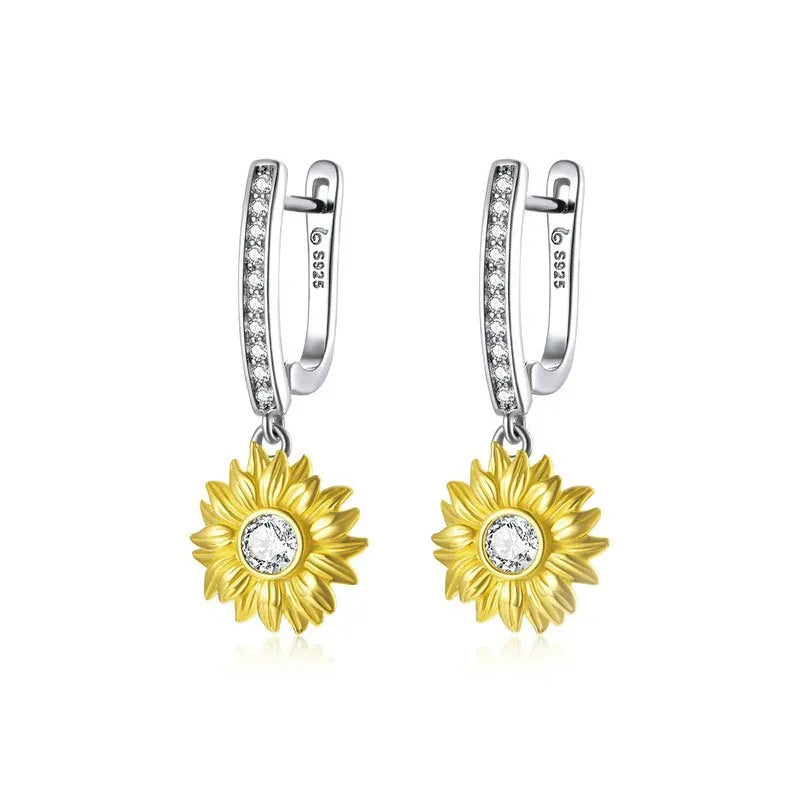 Golden Sunflower Dangle Earrings