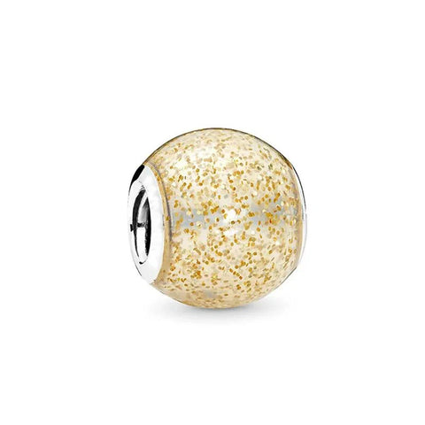 Golden Sand Glitter Charm in Sterling Silver - Sterling silver charm with clear enamel and golden glitter accents for a warm and sparkling look.