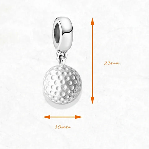 Silver golf ball charm.