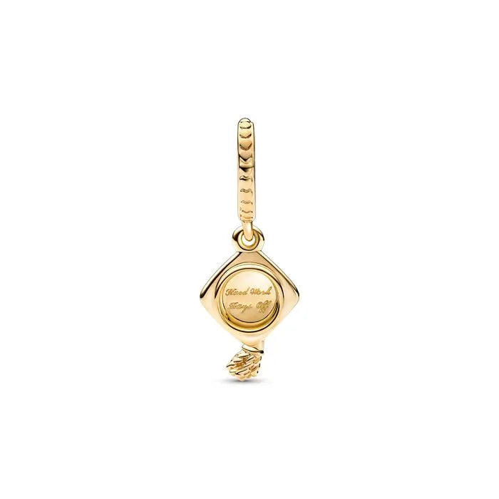 Graduation cap dangle charm in Pandora Shine, a stylish accessory for graduates