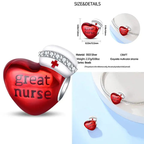 Great Nurse Heart Dangle Pendant Pandora Charm