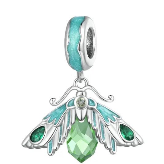 Green Enamel Moth Dangle Charm