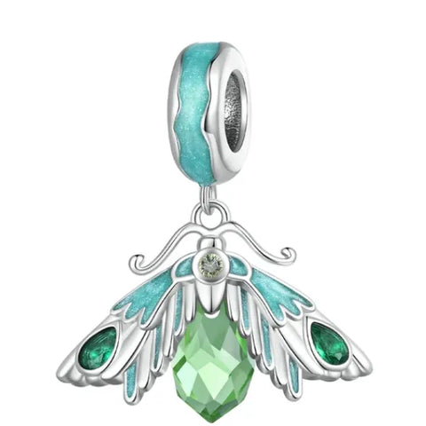 Green Enamel Moth Dangle Charm - Green Enamel Moth Dangle Charm