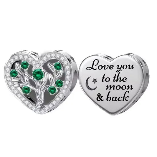 Green Tree of Life Heart Love You To the Moon & Back Charm