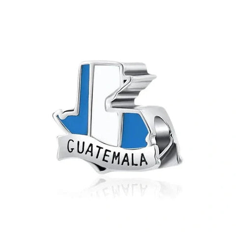 Guatemala Silver Blue Map charm - Guatemala Silver Blue Map charm