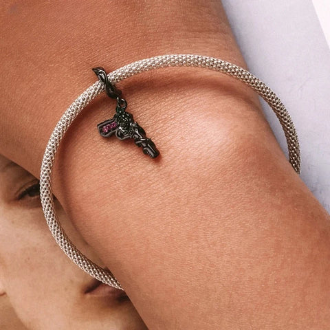 Rose Pistol Charm - Fits pandora Bracelet