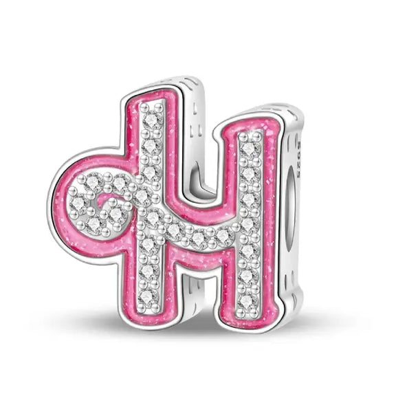 H pink charm letter - H pink charm letter for pandora bracelets