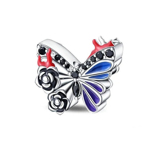 jewlouli half burned rose butterfly pandora charm jewelry fits pandora bracelet