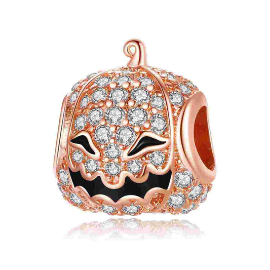 Halloween pumpkin charm with cubic zirconia crystals