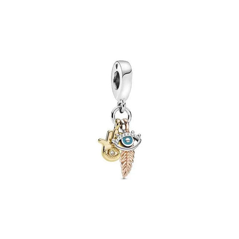Hamsa, All-seeing Eye & Feather Spirituality Dangle Charm
