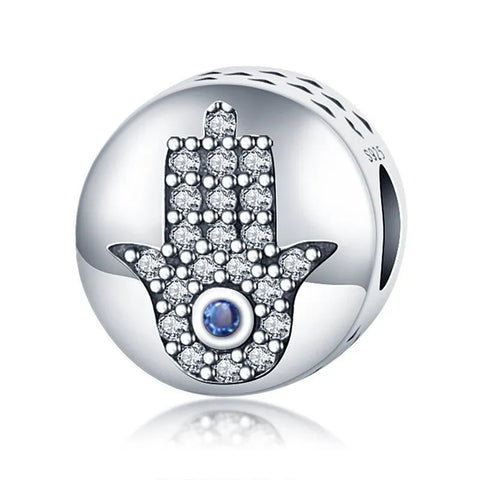 Silver blue Hand Charm - Hamsa Hand Charm