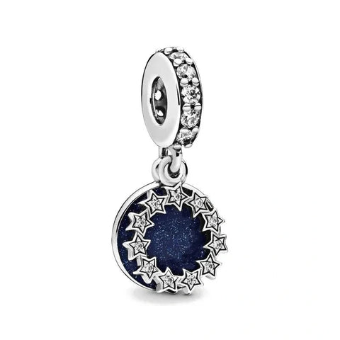 Hanging Star Charm with Blue Sparkle Enamel and Crystal Details - Hanging Star Charm with Blue Sparkle Enamel and Crystal Details