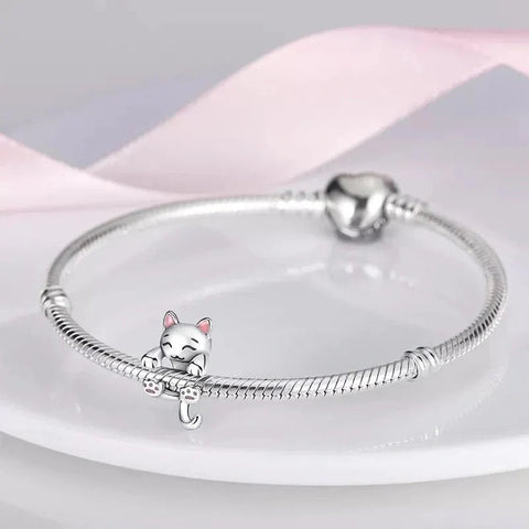 Hanging Silver Cat Charm - Hanging Silver Cat Charm