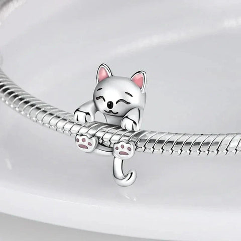 Hanging Silver Cat Charm