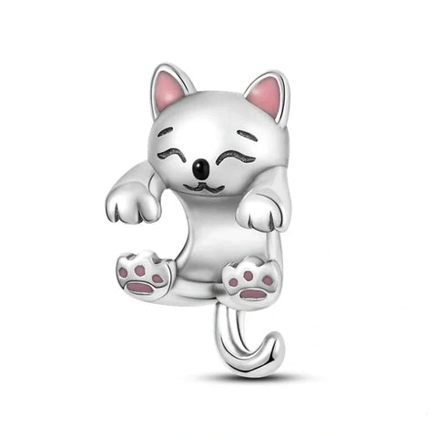 jewlouli hanging cat pandora charm jewelry fits pandora bracelet