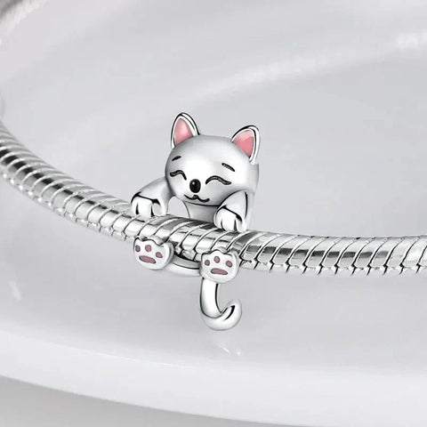 jewlouli hanging cat pandora charm jewelry fits pandora bracelet