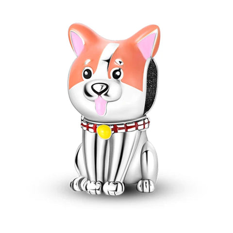 Happy Orange silverDog Charm