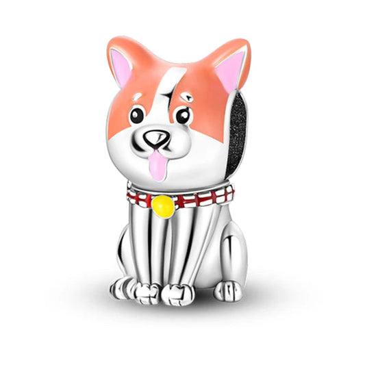 Happy Orange silverDog Charm