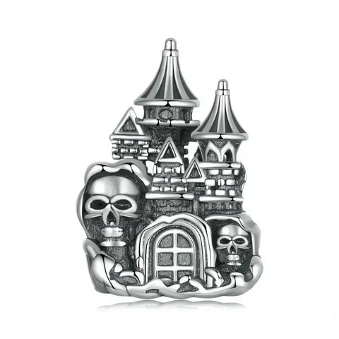 Silver haunted castle charm.