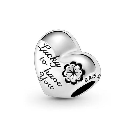 Heart clover charm, adds a lucky and loving touch to charm bracelets