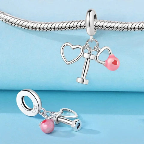 Heart & Kettlebell Fitness Trio Dangle Charm - Heart & Kettlebell Fitness Trio Dangle Charm