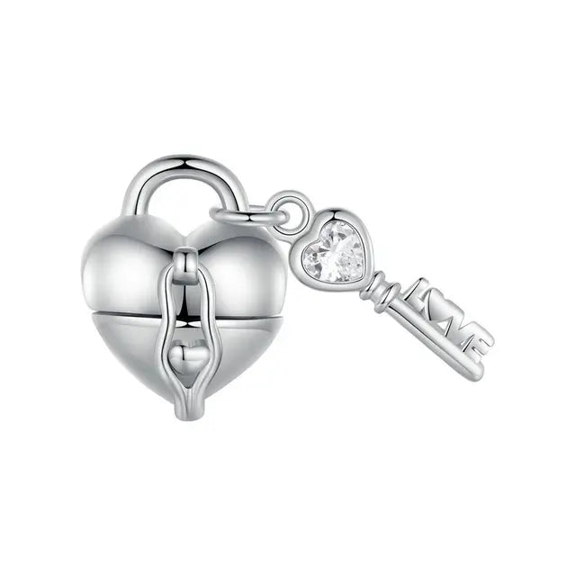 heart-key-charm Jewelry fits Pandora bracelet charm