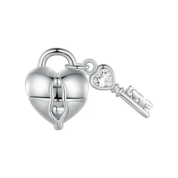 Heart & Key Charm - heart-key-charm Jewelry fits Pandora bracelet charm