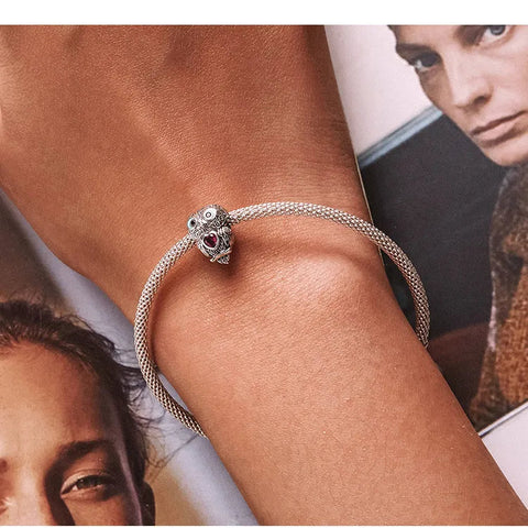 Crystal Heart Owl Charm