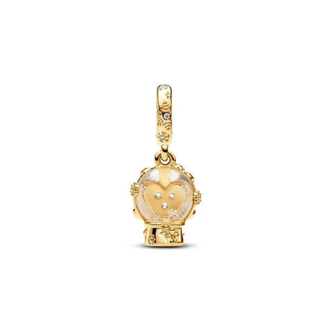 Heart Snowflake Snow Globe Dangle Charm - Heart Snowflake Snow Globe Dangle Charm