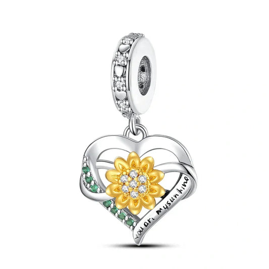 Heart and Sunflower Pendant with "You Are My Sunshine"