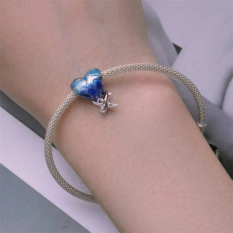 Heart Traveler Globe and Airplane Charm - Heart Traveler Globe and Airplane Charm