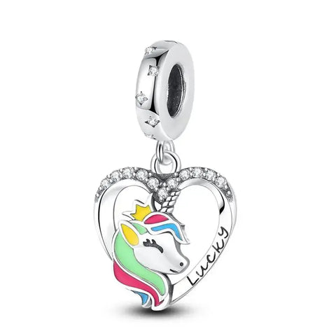 Heart Rainbow Unicorn Charm - Heart Rainbow Unicorn Charm