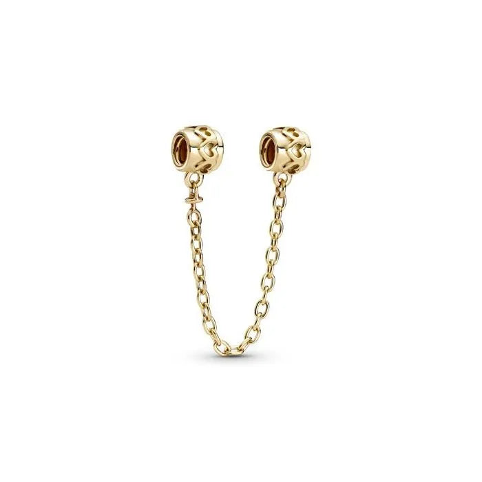 Hearts Safety Chain 14K - Heart safety chain crafted in 14K gold, ensuring charm security with style and warmth.