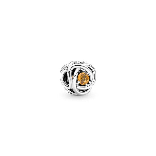 Warm honey-colored November eternity circle charm, ideal for adding a birthstone touch to bracelets