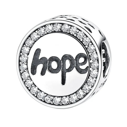 Hope Silver Spacer Bead Charm - Hope Silver Spacer Bead Charm