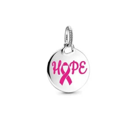 Hope pink ribbon pendant, a meaningful charm for supporting awareness and causes