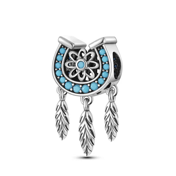 Horseshoe Dream Catcher Charm - horseshoe-dream-catcher-charm affordable fits Pandora bracelet Jewelry charm