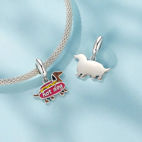 Hot Dog Dachshund Dangle Charm - Hot Dog Dachshund Dangle Charm
