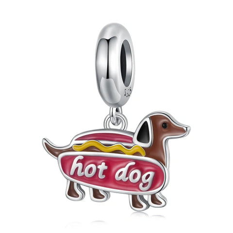 jewlouli hot dog dachshund dangle pandora charm jewelry fits pandora bracelet