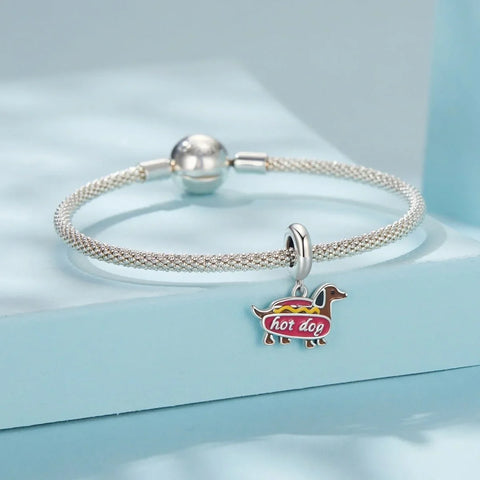 jewlouli hot dog dachshund dangle pandora charm jewelry fits pandora bracelet