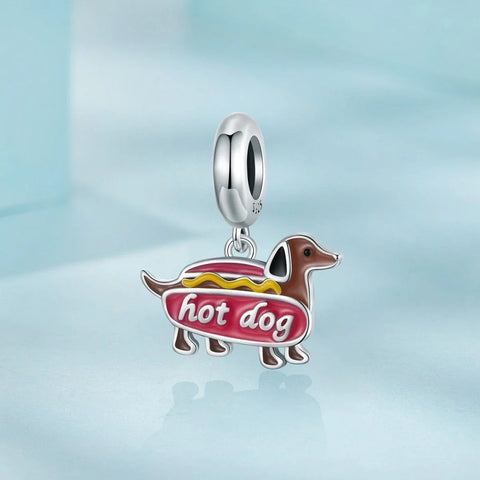 jewlouli hot dog dachshund dangle pandora charm jewelry fits pandora bracelet