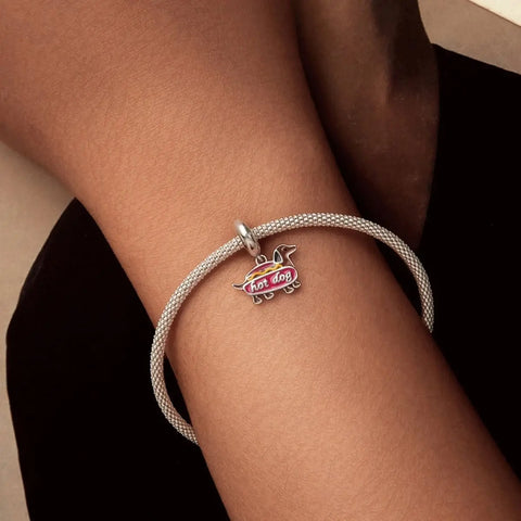 jewlouli hot dog dachshund dangle pandora charm jewelry fits pandora bracelet