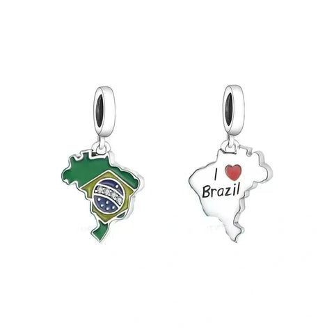 I Love Brazil Map Dangle Charm - jewlouli i-love-brazil-map-dangle-pandora-charm-jewelry fits pandora bracelet