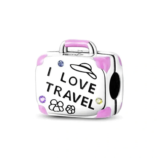 i-love-travel-charm fits Pandora bracelet charm affordable Jewelry